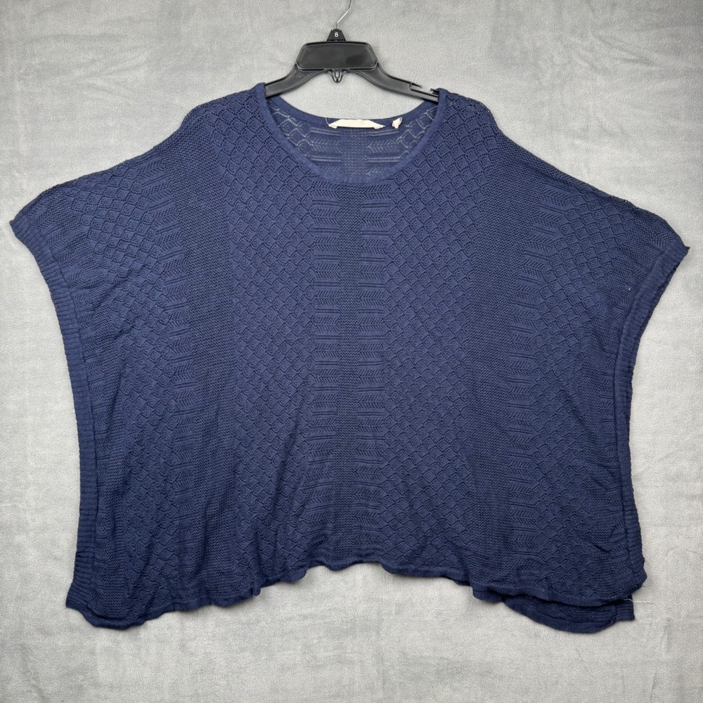 Soft Surroundings Navy‎ Blue Textured Knit Poncho Top Size S/M